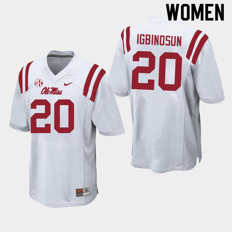 Davison Igbinosun Ole Miss Rebels NCAA Women's White #20 Stitched Limited College Football Jersey YNG3458KC